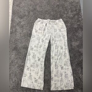 Cali 1850 White Graphic Linen Beach Pants